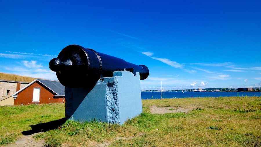 Fort Adams State Park featuring a coastal town and heritage architecture