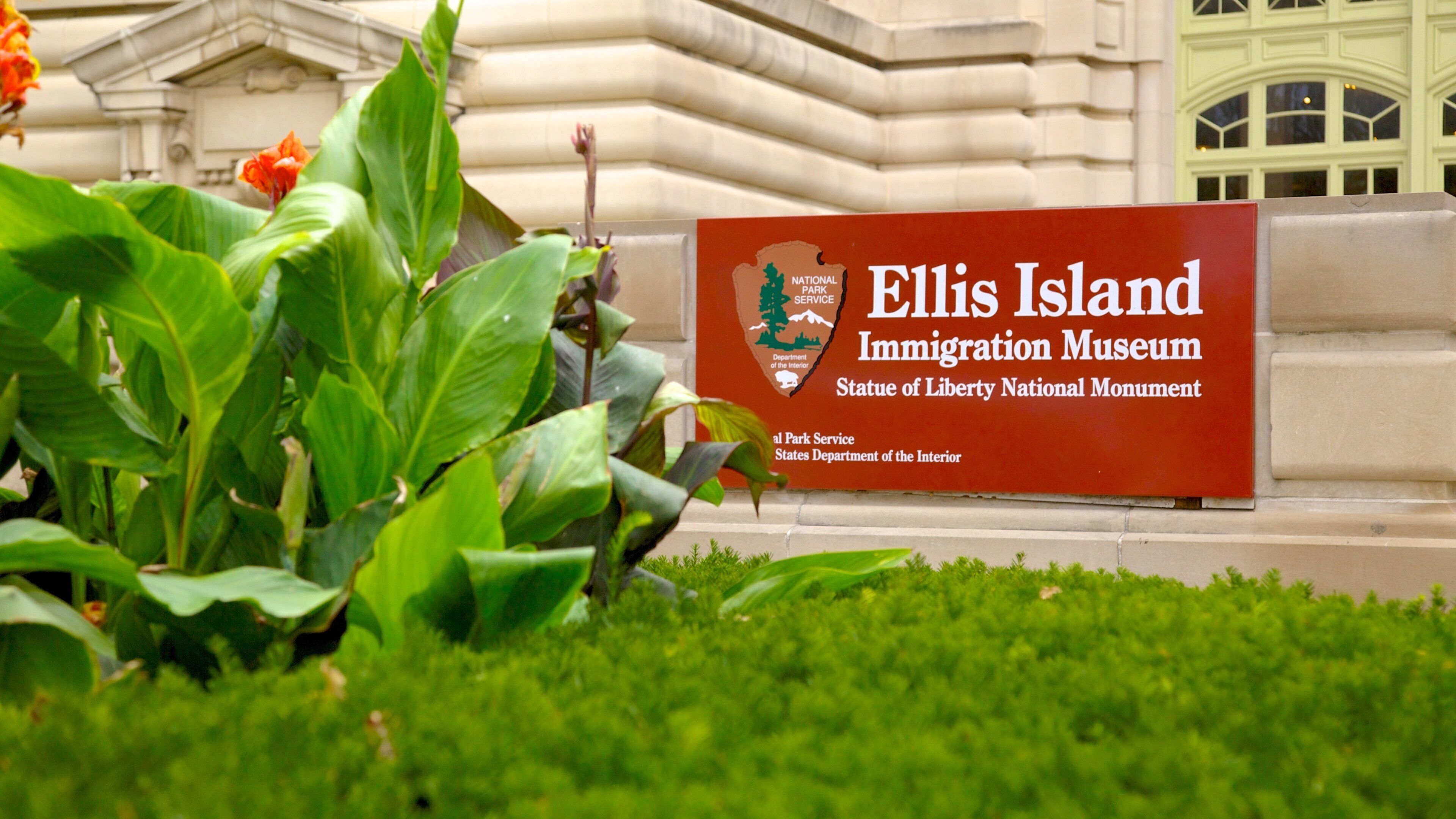 Ellis Island which includes signage