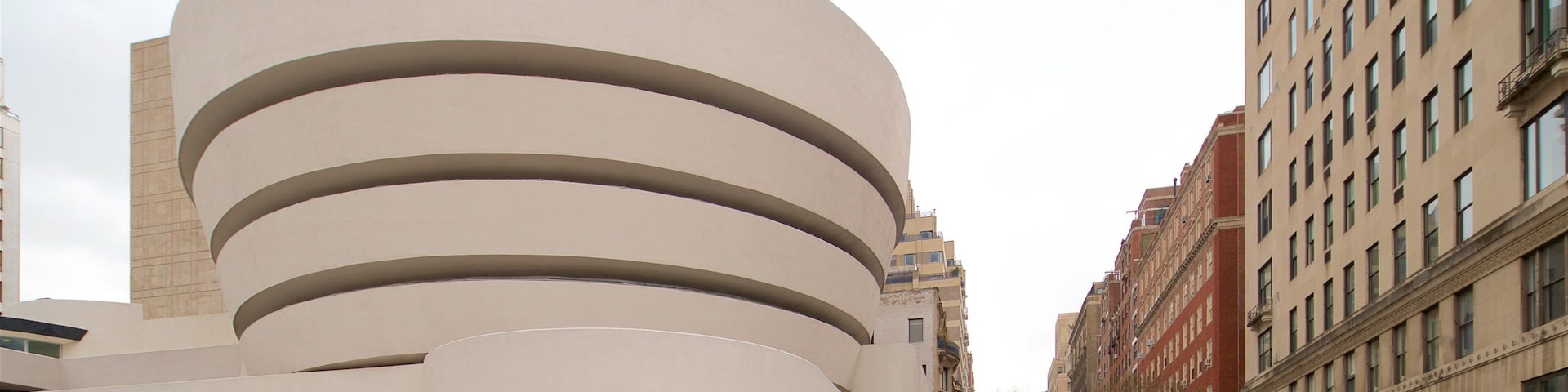 Solomon R. Guggenheim Museum featuring a city as well as a small group of people