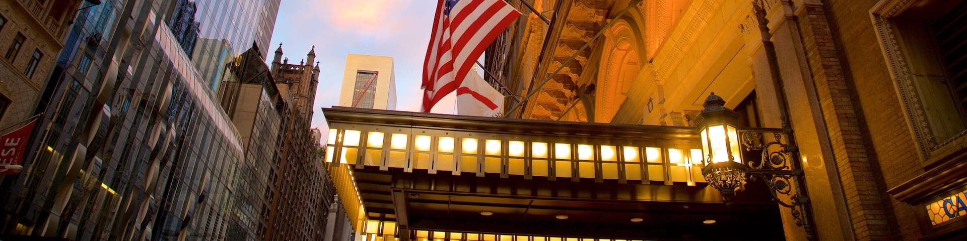 Carnegie Hall which includes a city, a sunset and heritage elements