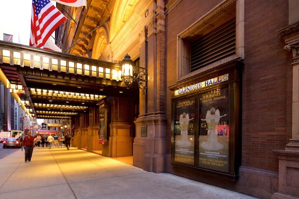 Carnegie Hall featuring signage and heritage elements
