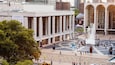 Lincoln Center featuring a square or plaza and a fountain