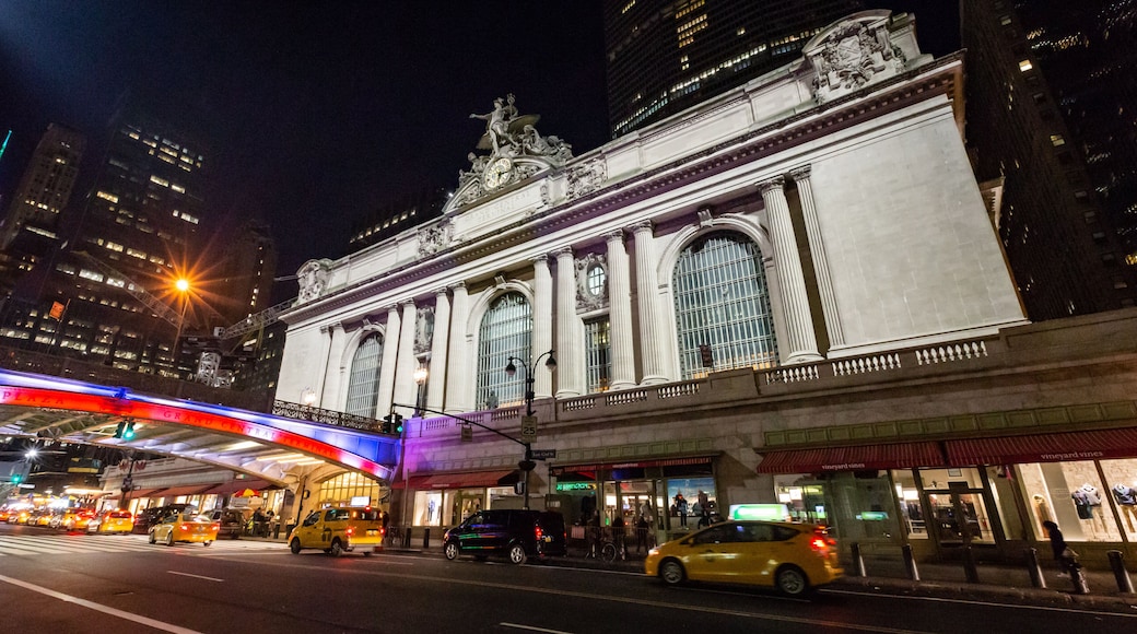 Grand Central Terminal which includes street scenes, night scenes and a city