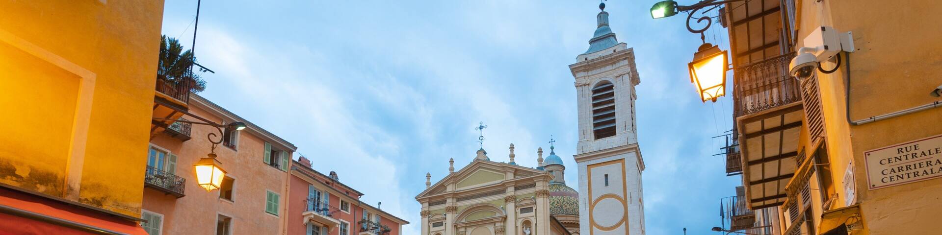 Nice Cathedral which includes outdoor eating, a church or cathedral and heritage architecture