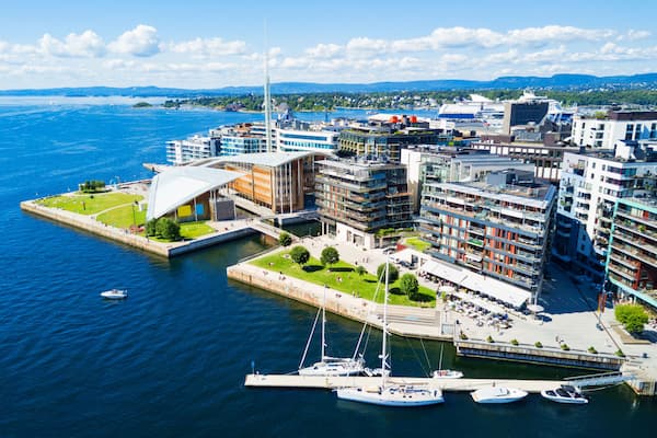 Aker Brygge aerial view, Oslo