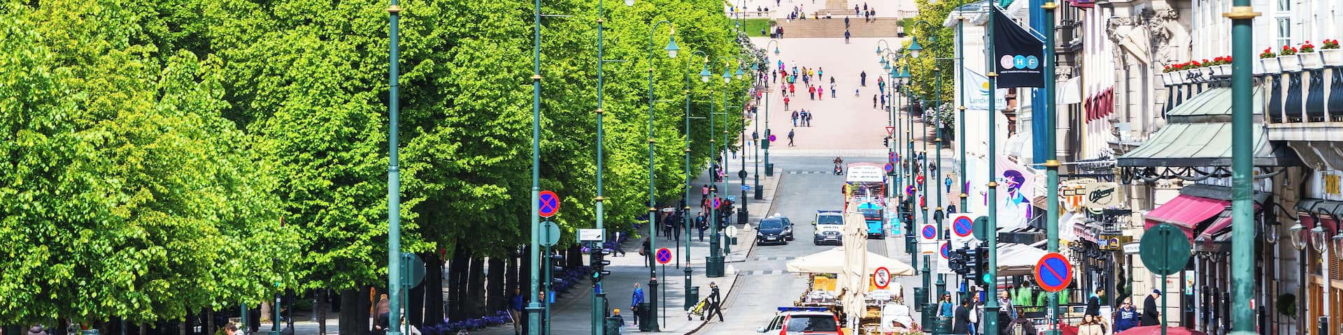 Karl Johan street & royal palace in Oslo, Norway