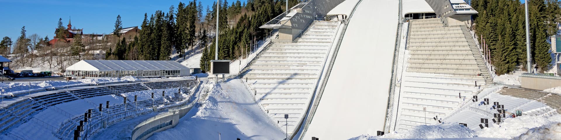 Holmenkollen ski jump in Oslo Norway at sunny winter day