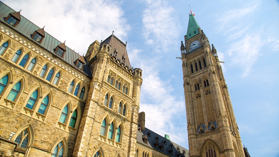 Parliament Hill showing heritage architecture and an administrative building