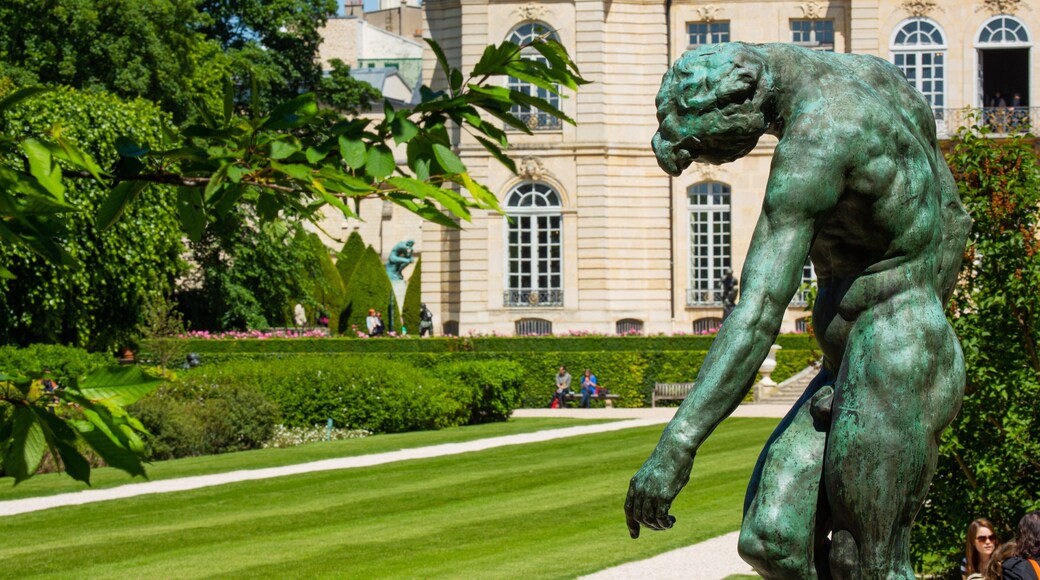 Rodin Museum featuring a statue or sculpture, a park and heritage architecture