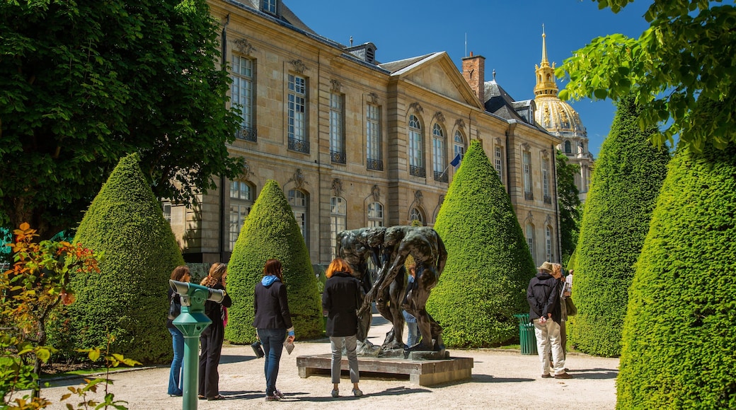 Rodin Museum showing a park, a statue or sculpture and heritage architecture
