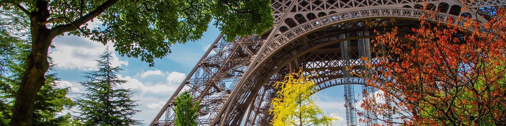 Eiffel Tower showing modern architecture and a garden