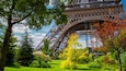 Eiffel Tower showing modern architecture and a garden