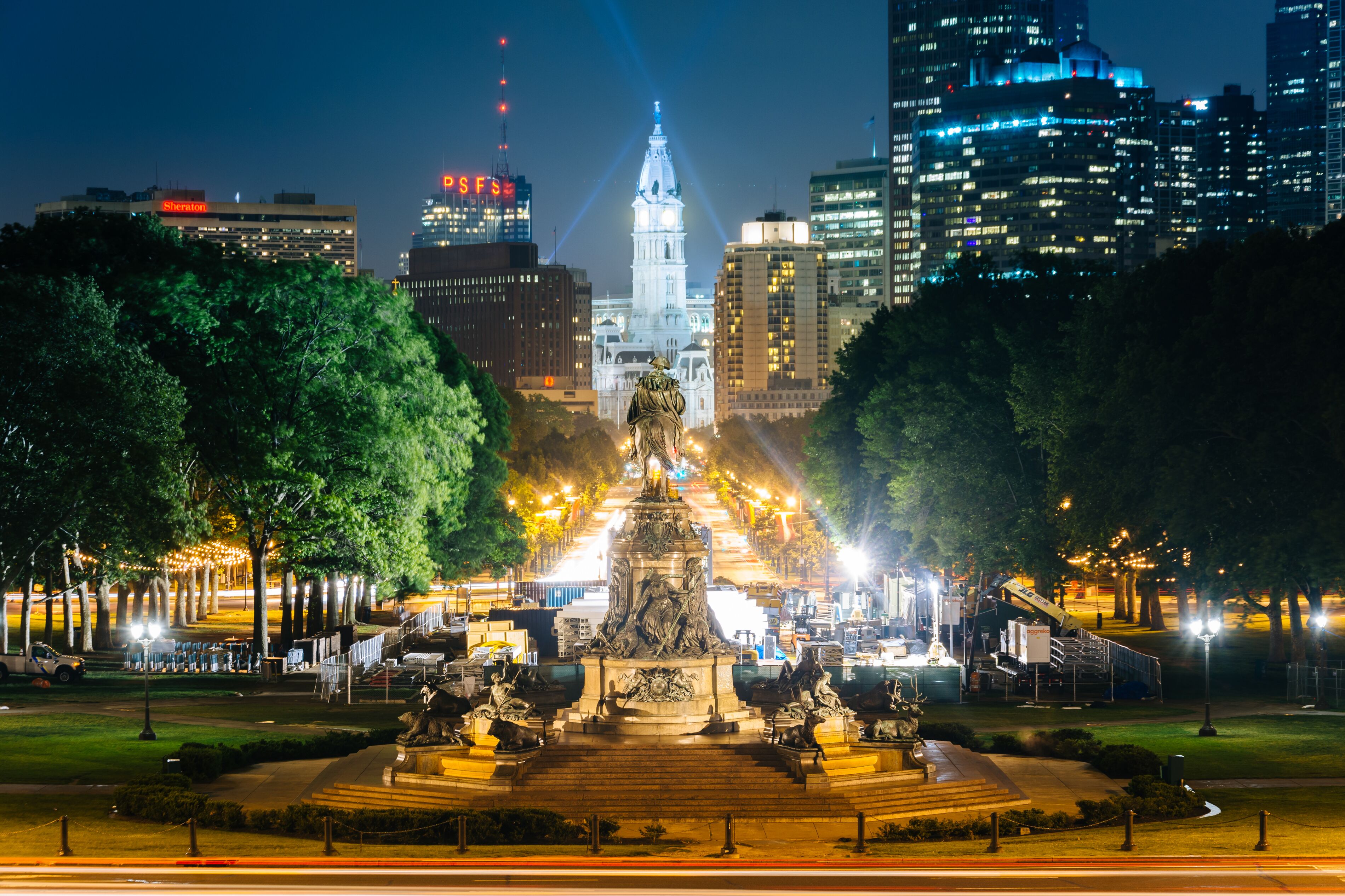 View of Eakins Oval and Center City at night, in Philadelphia, Pennsylvania.; Shutterstock ID 289973447