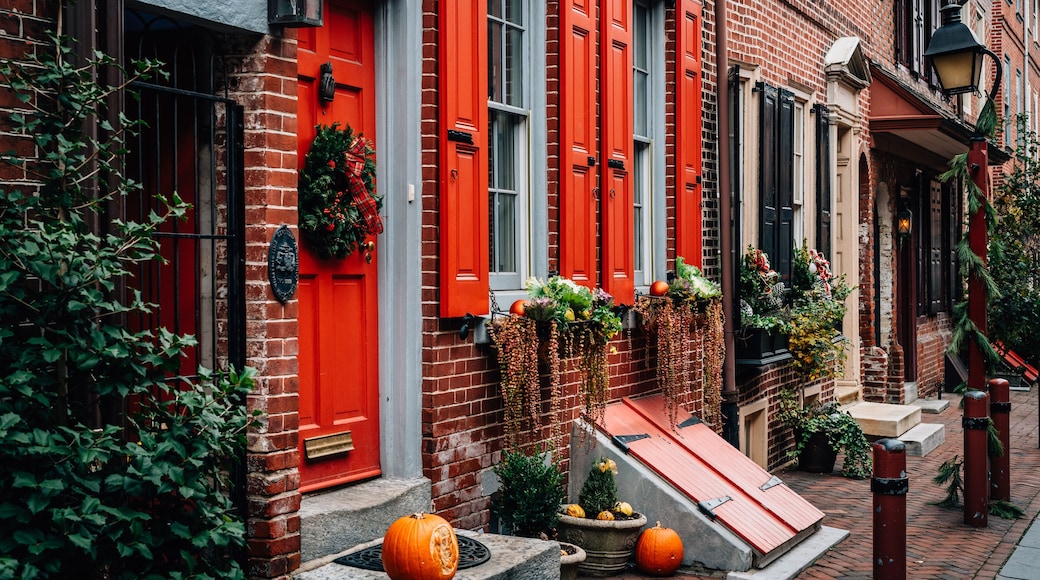 Houses in Elfreth's Alley, in Old City, Philadelphia, Pennsylvania.