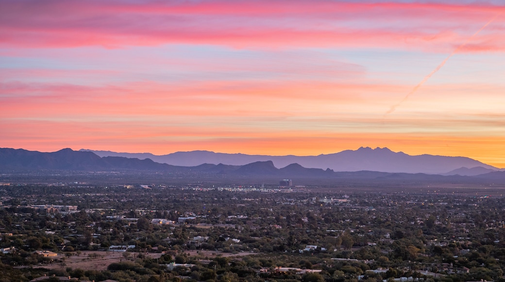 Camelback Mountain featuring a sunset and landscape views