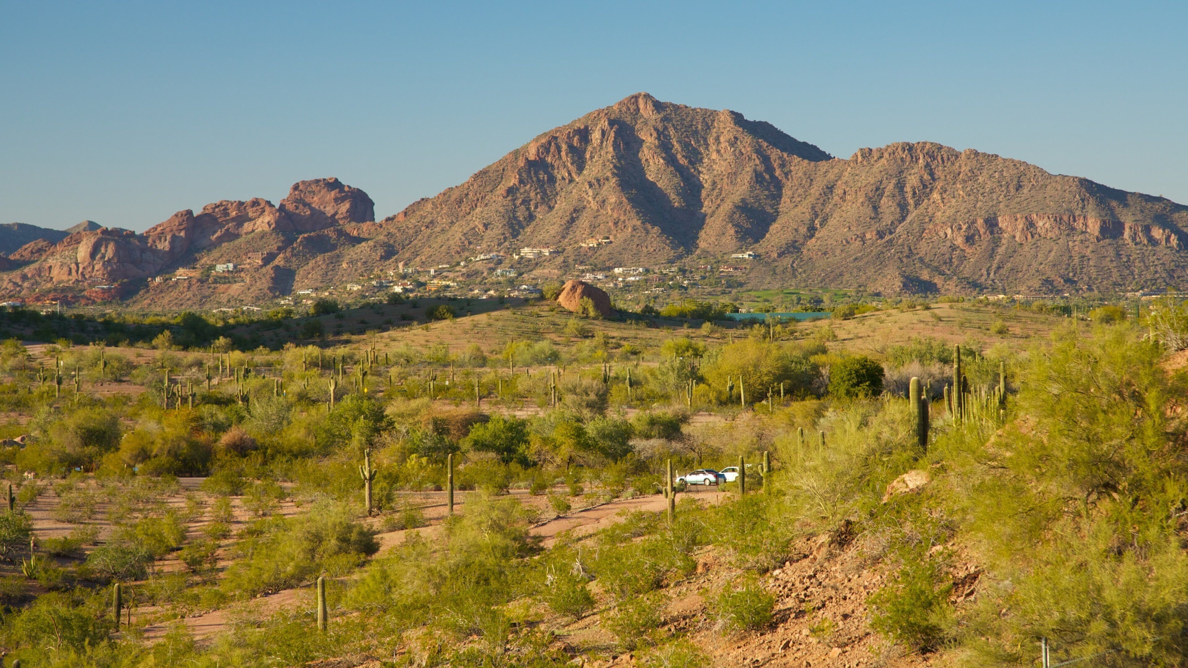 Breathtaking view of Camelback Mountain surrounded by desert landscape in Phoenix