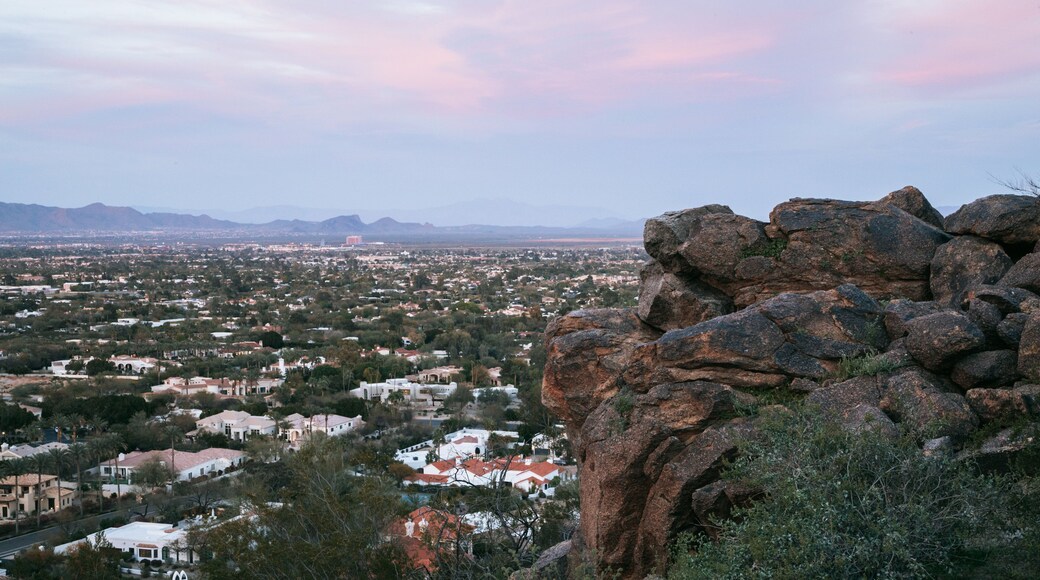 Camelback Mountain featuring landscape views and a sunset