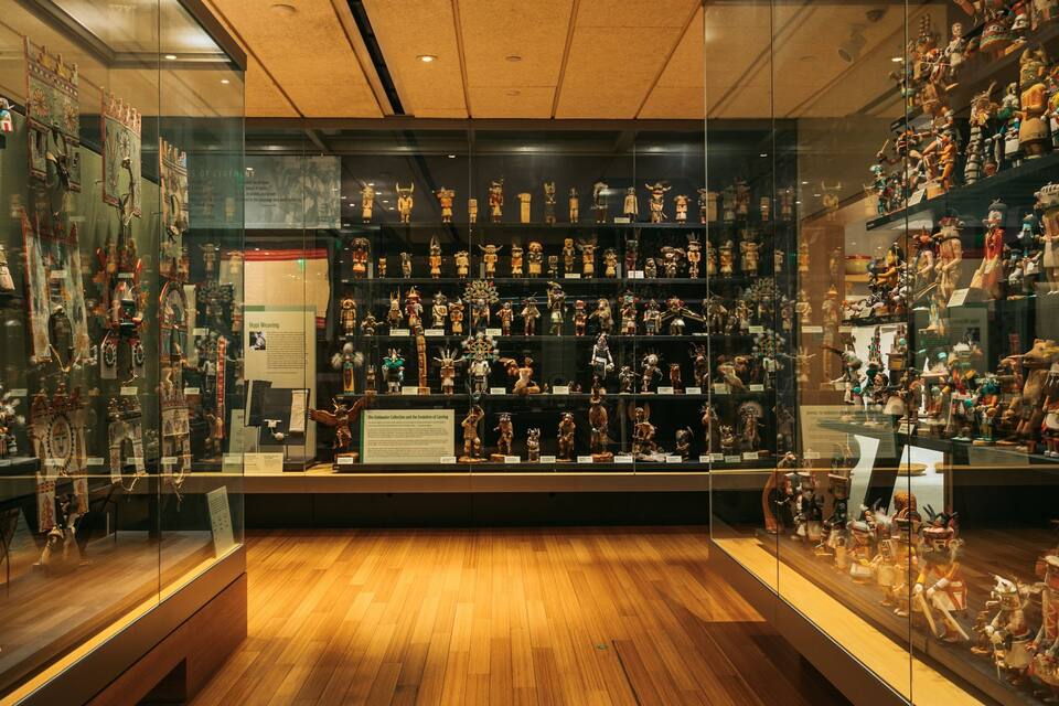 A museum display of indigenous artifacts.
