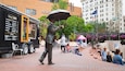 Pioneer Courthouse Square showing outdoor art and a statue or sculpture