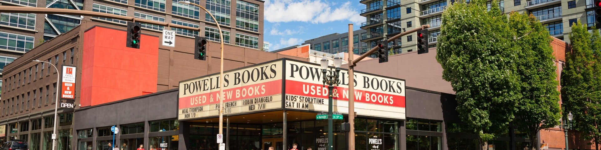 Powell\'s City of Books featuring a city and signage