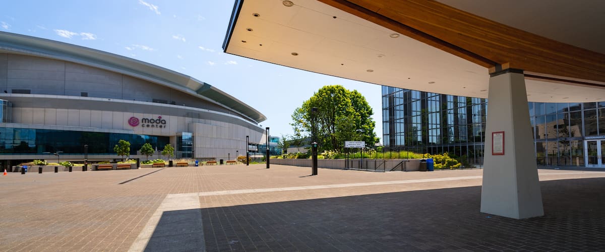 Veterans Memorial Coliseum featuring modern architecture and a square or plaza
