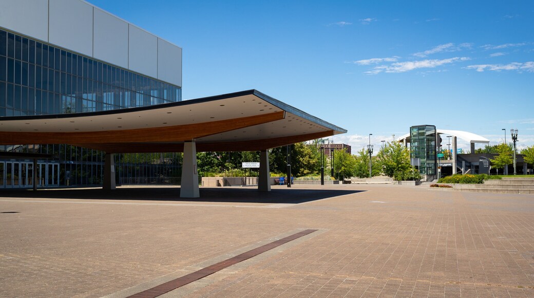 Veterans Memorial Coliseum featuring a square or plaza and modern architecture