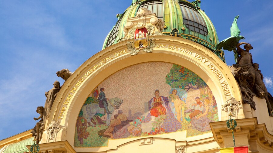 Municipal House Hall showing art, heritage elements and heritage architecture