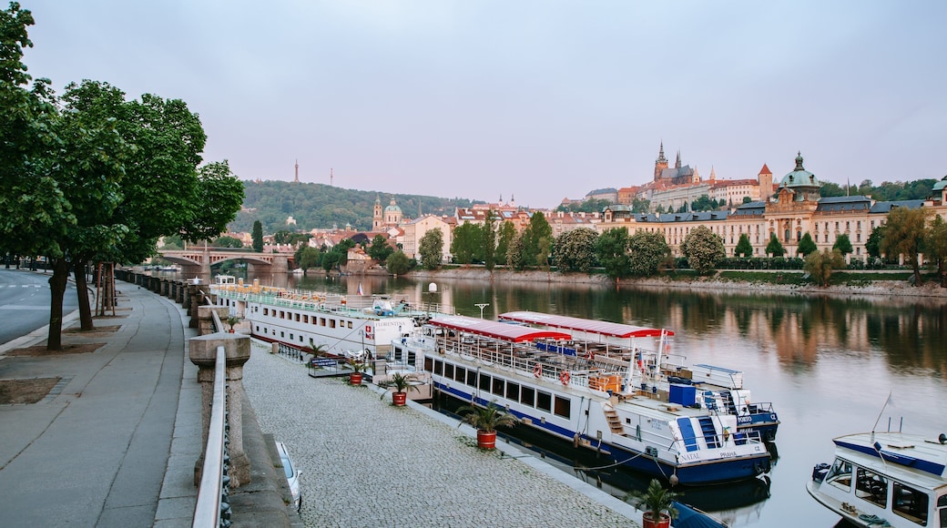 Prague Castle featuring a bay or harbor and a river or creek