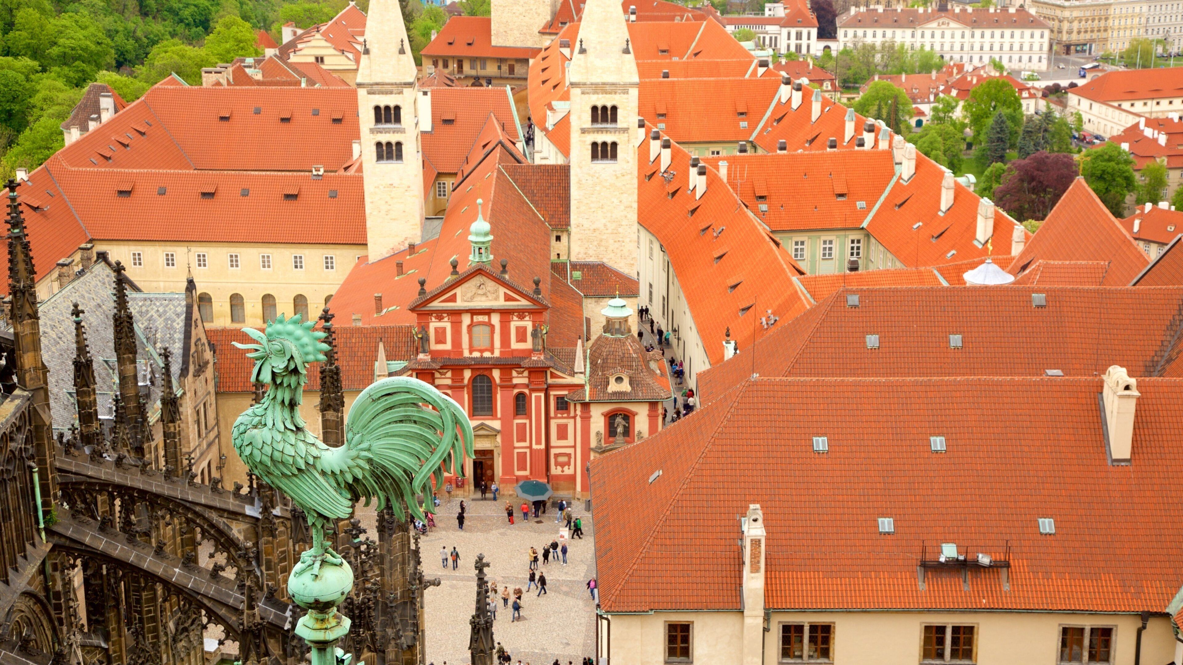 St. Vitus Cathedral which includes heritage elements, heritage architecture and a city