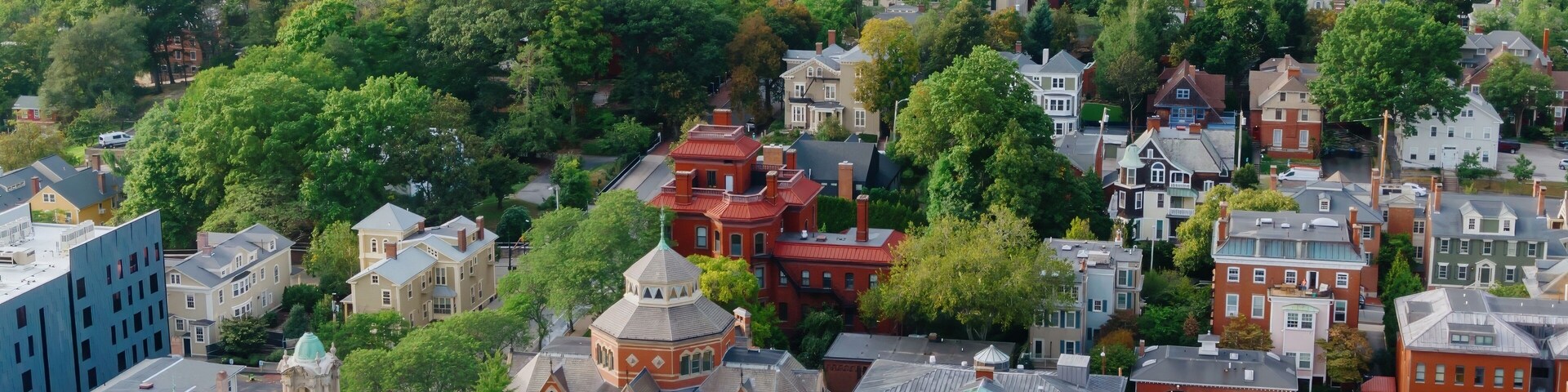 Brown University campus on College Hill, Providence, Rhode Island, United States.