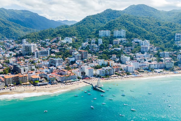Los Muertos Beach, Romantic Zone and Pier in Puerto Vallarta, Jalisco. Mexico