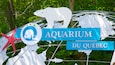 Parque Acuario de Quebec que incluye señalización, animales de zoológico y vida marina