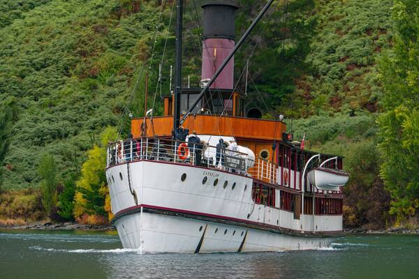 TSS Earnslaw Steamship which includes a lake or waterhole and boating