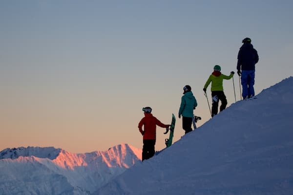Coronet Peak Ski Area which includes snow as well as a small group of people