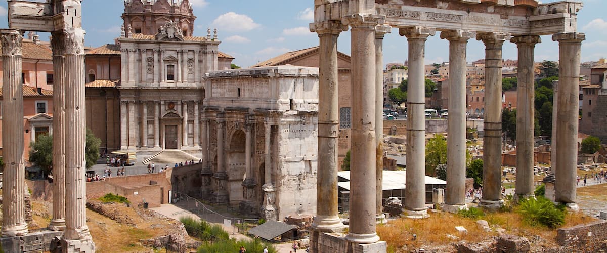 Explore the ancient ruins of Roman Forum in Rome, a historical symbol of Roman culture and architecture