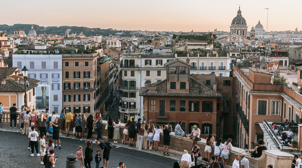 Piazza di Spagna showing views, a sunset and landscape views