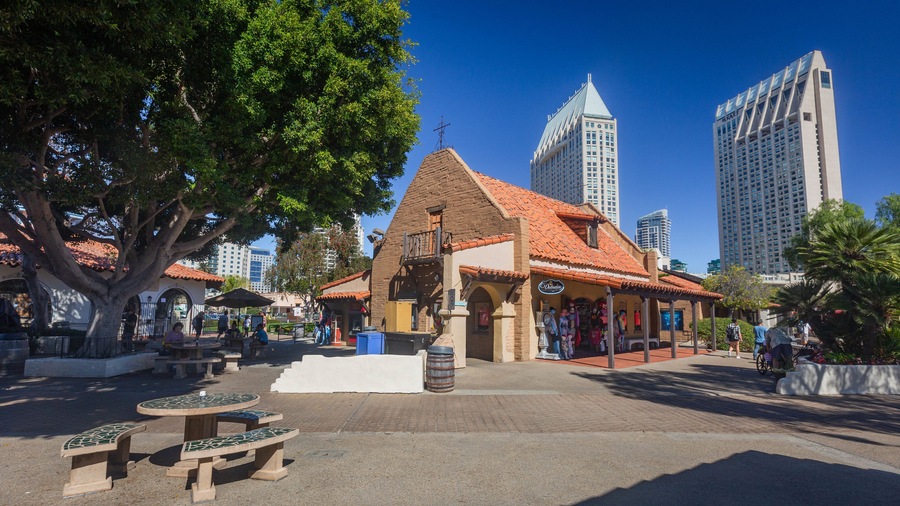 Seaport Village featuring a church or cathedral