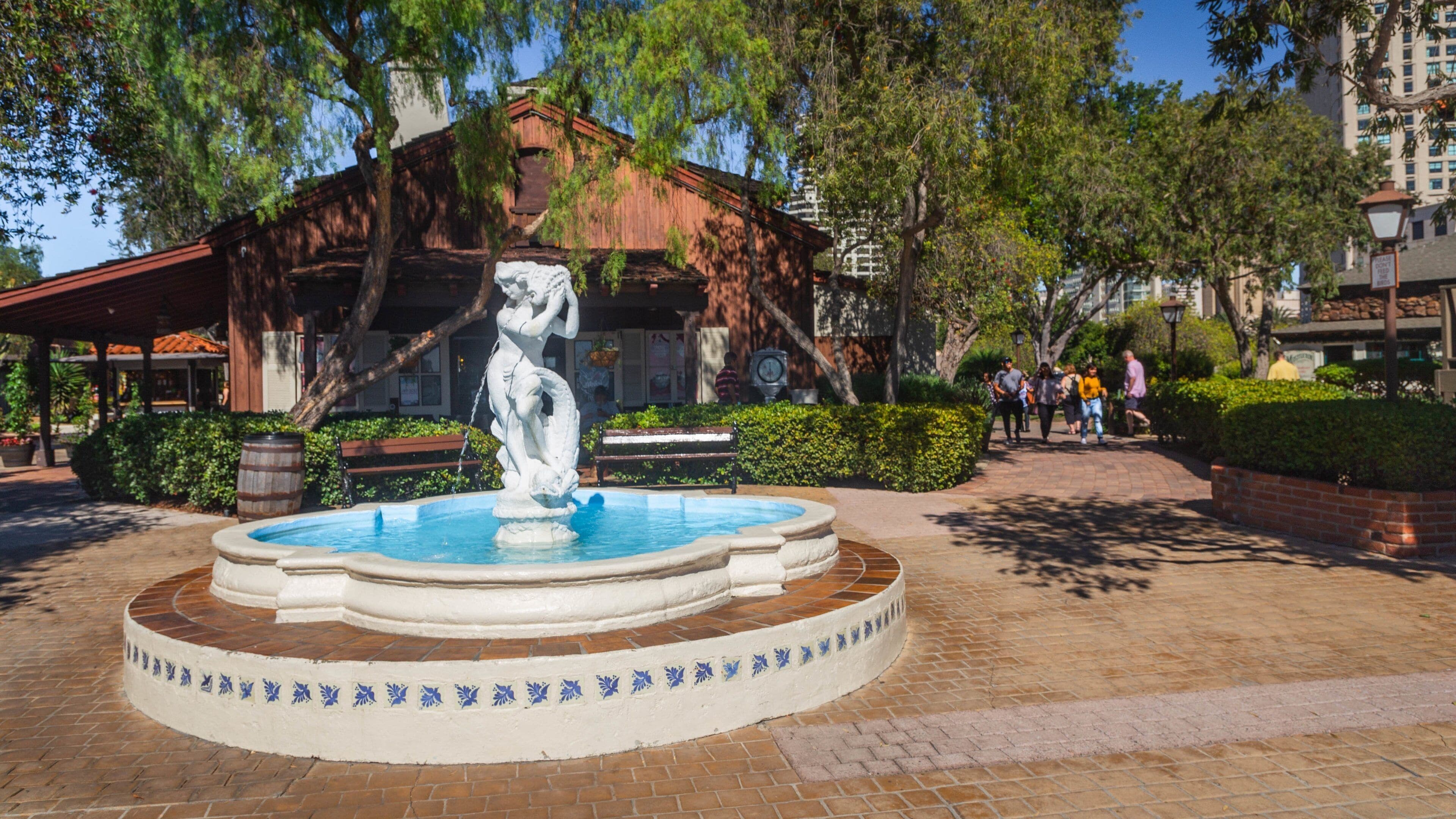 Seaport Village featuring a fountain