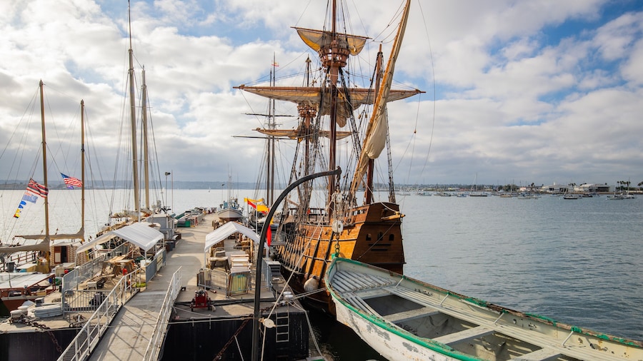 Maritime Museum of San Diego showing a bay or harbor