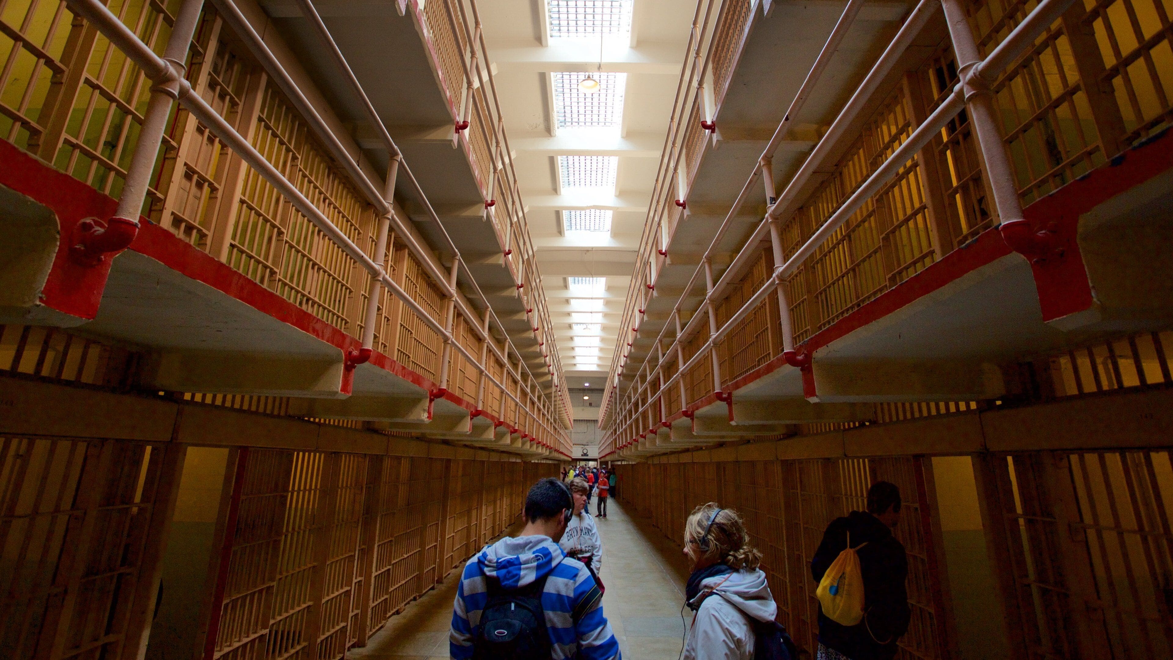 Alcatraz Island as well as a small group of people