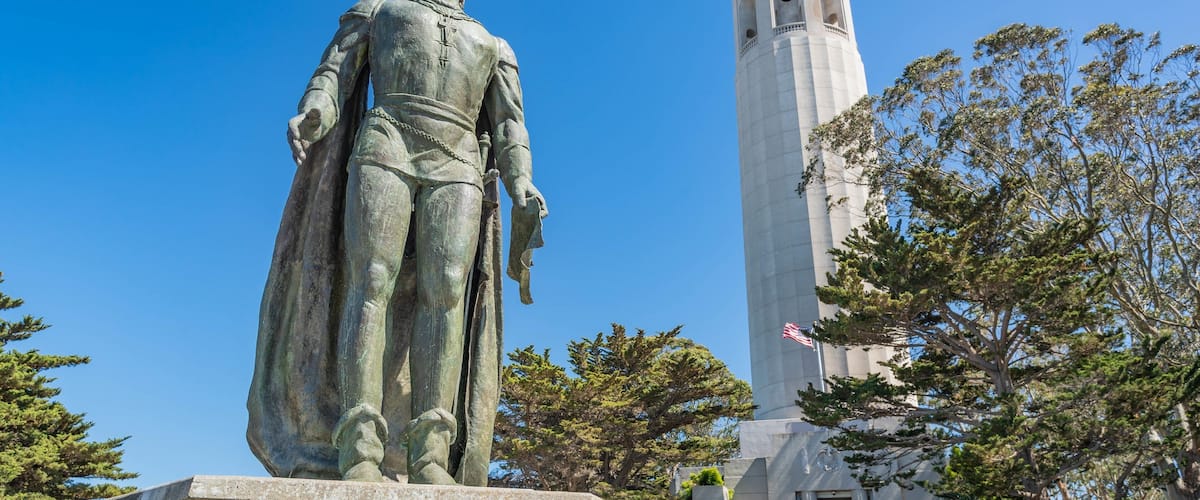 Coit Tower which includes a statue or sculpture