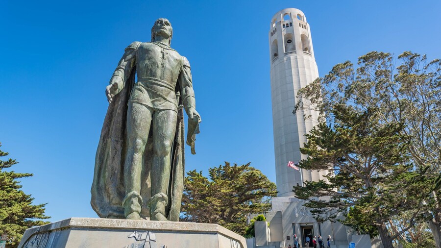 Coit Tower which includes a statue or sculpture