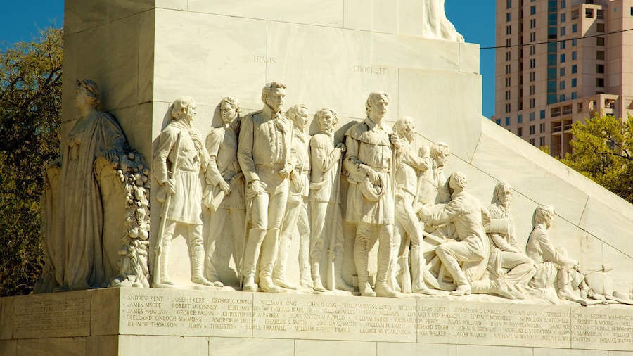 Alamo fasiliteter samt minnesmerke og monument