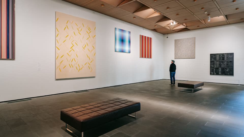 Marion Koogler McNay Art Museum which includes art and interior views as well as an individual male