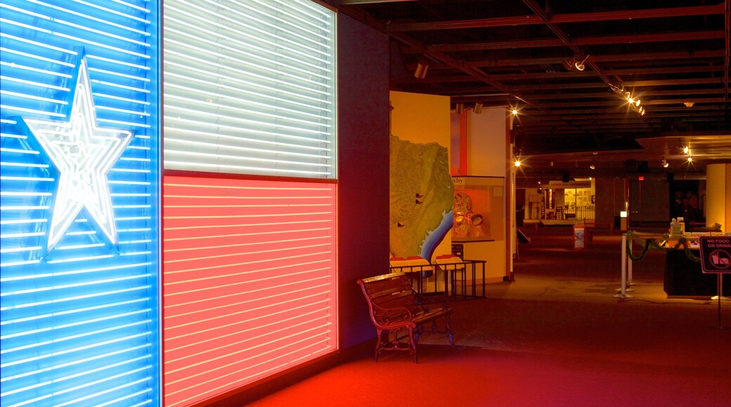 Display of Texan culture at the Institute of Texan Cultures in San Antonio, Texas, showcasing vibrant exhibits and historical artifacts