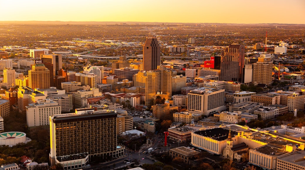 Tower of the Americas featuring landscape views, a sunset and a city