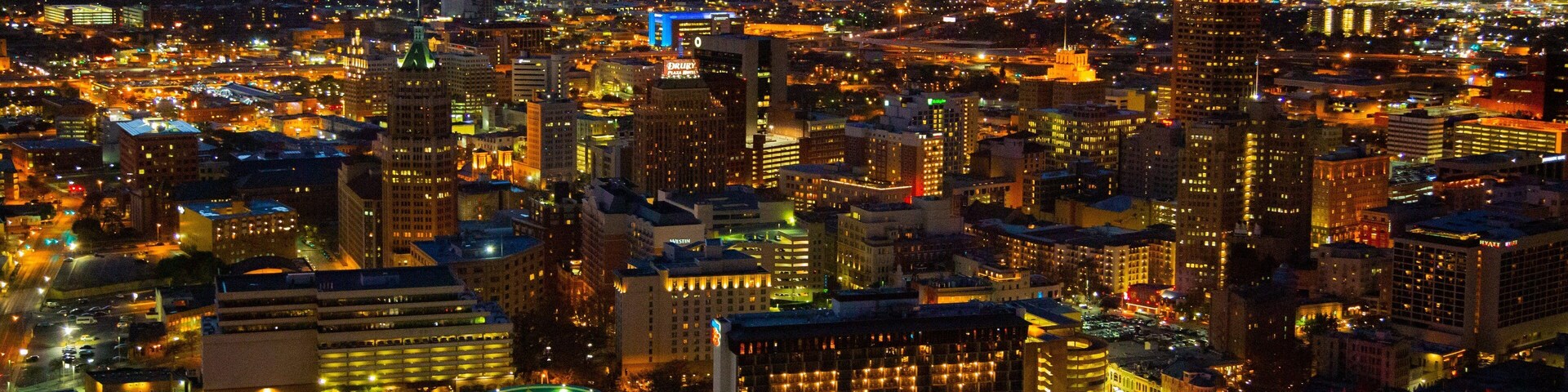 Tower of the Americas which includes night scenes, a city and landscape views