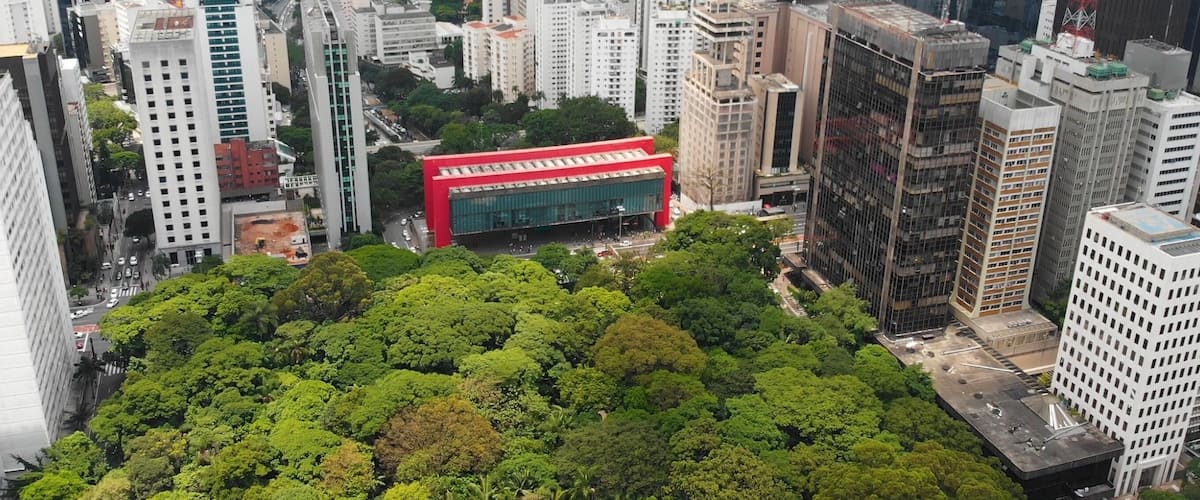 Museum of Art Street Paulista Avenue Sao Paulo Brazil aerial view