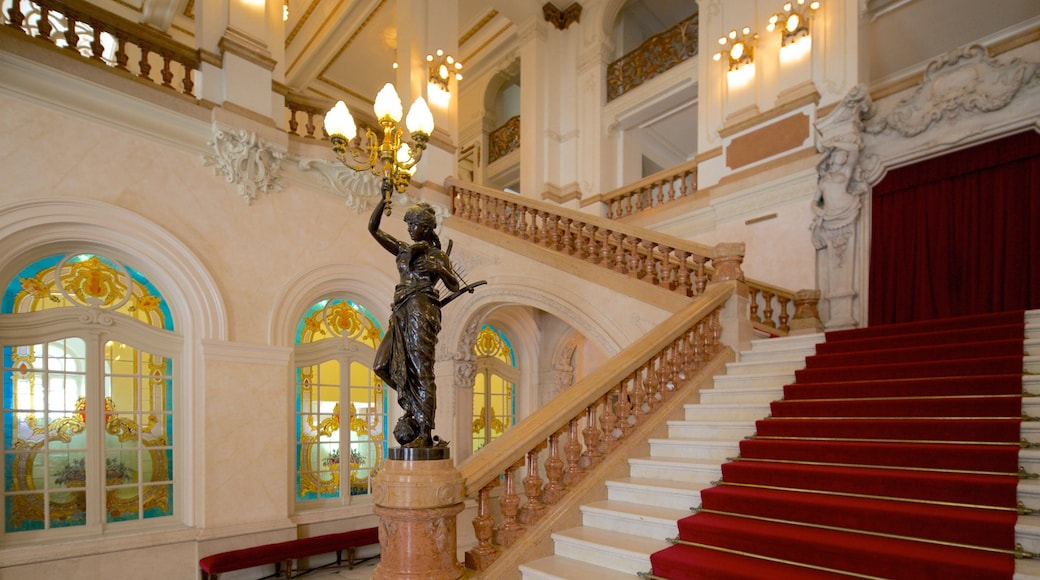 Municipal Theater showing interior views, theater scenes and a statue or sculpture