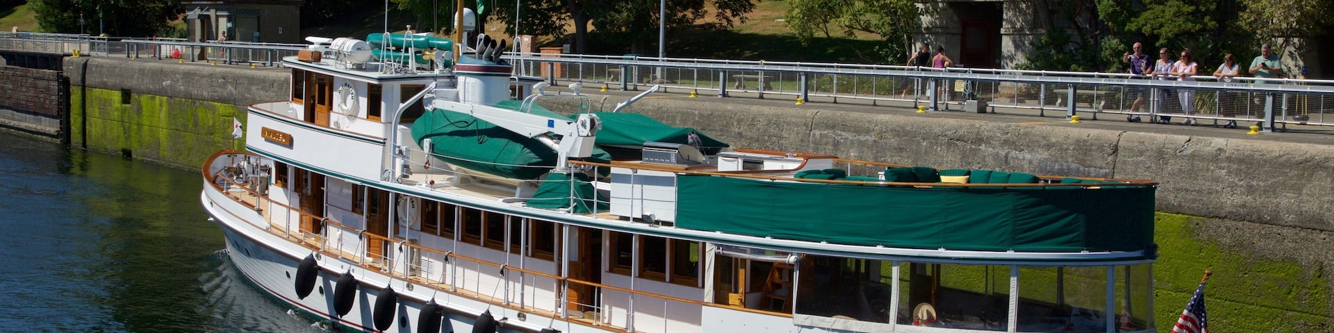 Hiram M. Chittenden Locks which includes a river or creek and boating